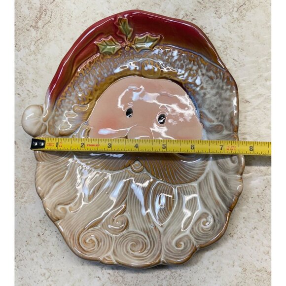 Santa Claus Face Christmas Cookie Plate Holiday Trinket Tray Dish - Picture 4 of 8